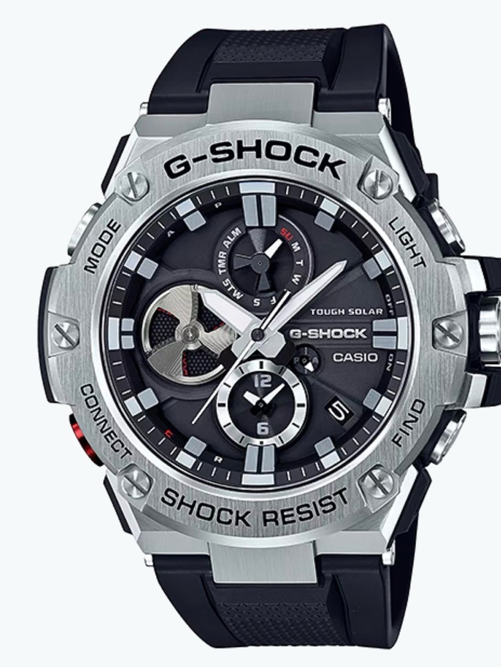 G-Shock Casio Stainless Silver Bezel Black Dial Resin Sport  rubber Mens Watch
